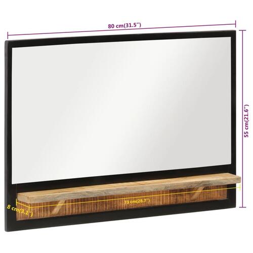 Spejl med hylde 80x8x55 cm glas og massivt mangotræ