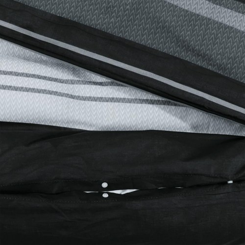 Sengetøjssæt 260 x 240 cm - bomuld, sort/hvid, skjult knaplukning