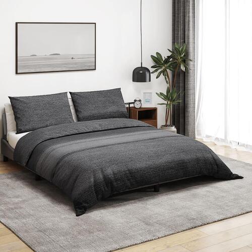 Sengetøj 240x220 cm bomuld mørkegrå
