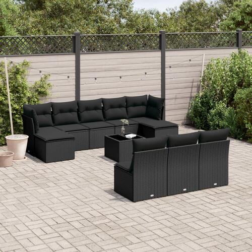 Sofasæt til haven 11 dele med hynder polyrattan sort