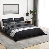 Sengetøj 200x220 cm bomuld sort og hvid