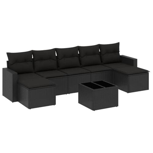 Sofasæt til haven 8 dele med hynder polyrattan sort