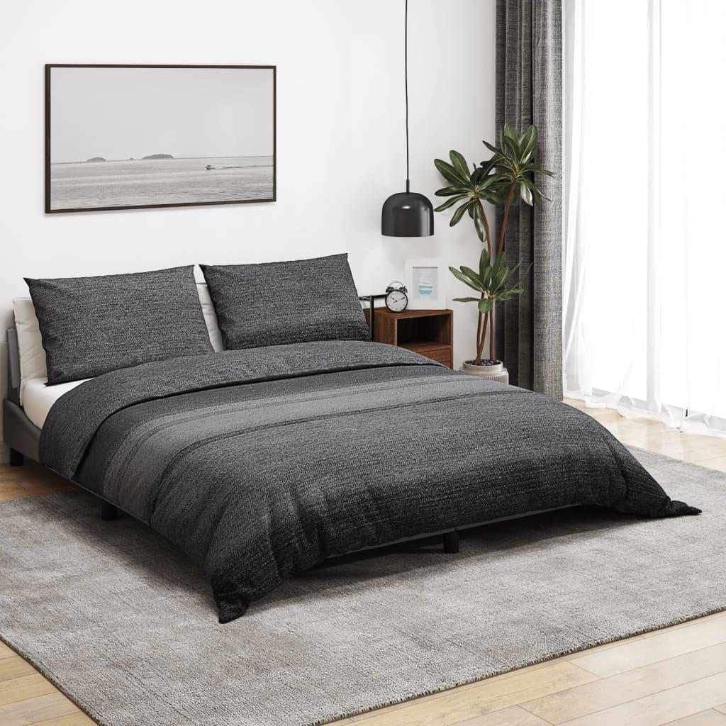 Sengetøj 155x220 cm bomuld mørkegrå