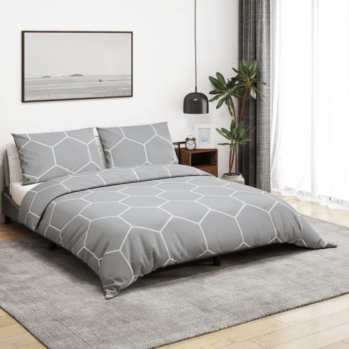 Sengetøjssæt 200 x 200 cm - bomuld, grå, med 2 pudebetræk