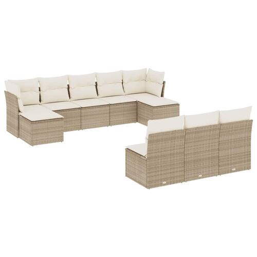 Sofasæt til haven 10 dele med hynder polyrattan beige