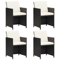 Havestole med hynder 4 stk. polyrattan sort