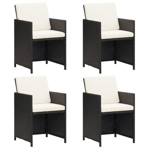 Havestole med hynder 4 stk. polyrattan sort