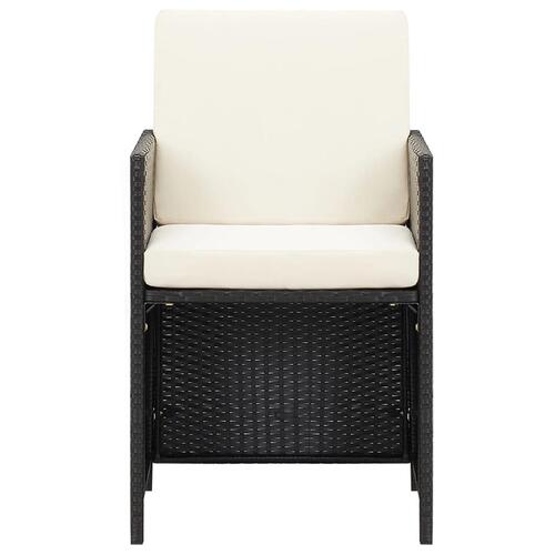 Havestole med hynder 4 stk. polyrattan sort