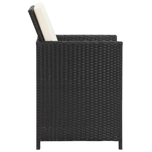 Havestole med hynder 4 stk. polyrattan sort