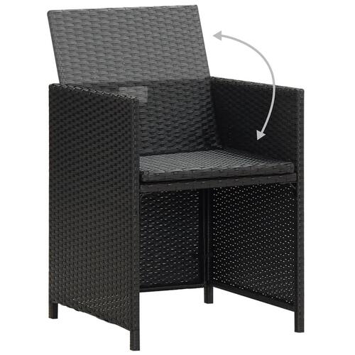 Havestole med hynder 4 stk. polyrattan sort