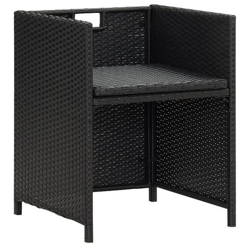 Havestole med hynder 4 stk. polyrattan sort