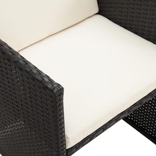 Havestole med hynder 4 stk. polyrattan sort