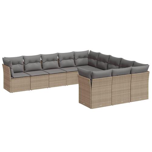 Sofasæt til haven 11 dele med hynder polyrattan beige