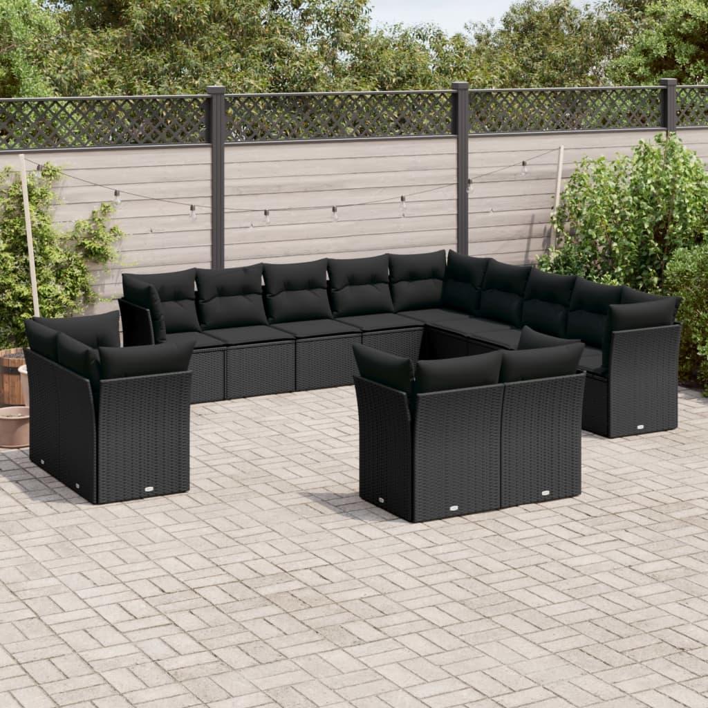Sofasæt til haven 13 dele med hynder polyrattan sort
