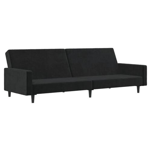 2-personers sovesofa fløjl sort