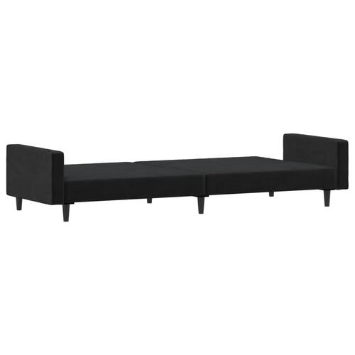 2-personers sovesofa fløjl sort
