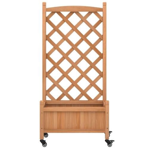 Plantekasse med espalier og hjul massivt fyrretræ brun