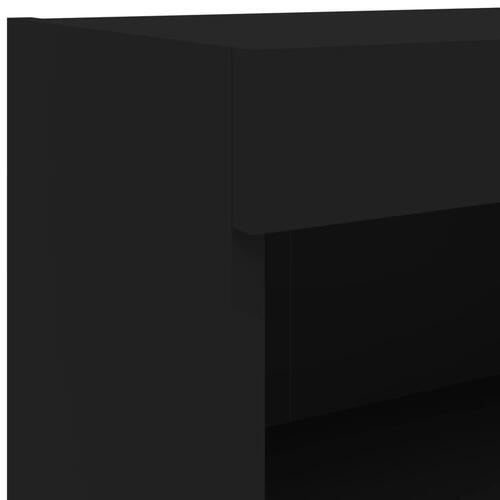 Væghængt tv-møbel 8 dele med LED-lys sort
