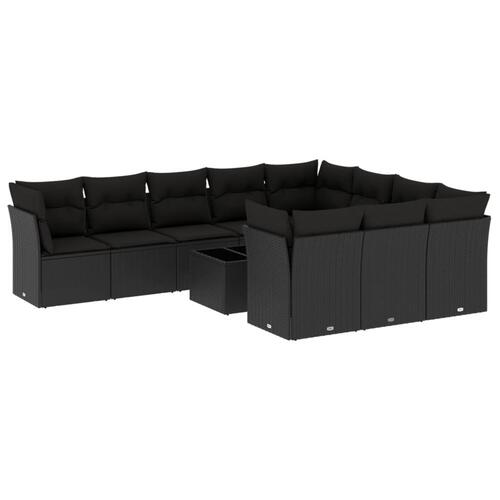 Sofasæt til haven 11 dele med hynder polyrattan sort
