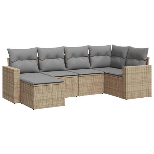 Sofasæt til haven 6 dele med hynder polyrattan beige