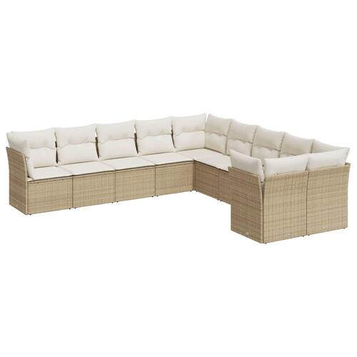 Sofasæt til haven 10 dele med hynder polyrattan beige