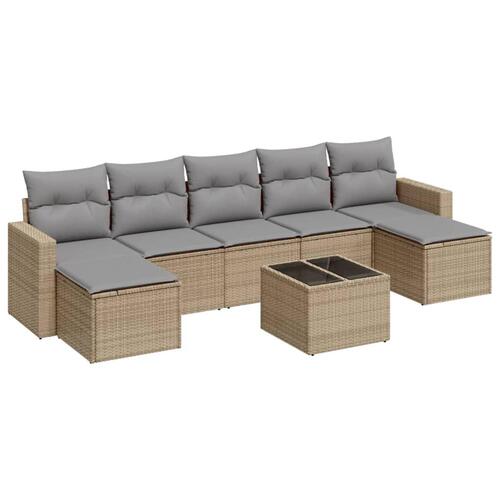 Sofasæt til haven 8 dele med hynder polyrattan beige