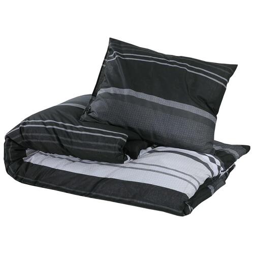 Sengetøj 240x220 cm bomuld sort og hvid