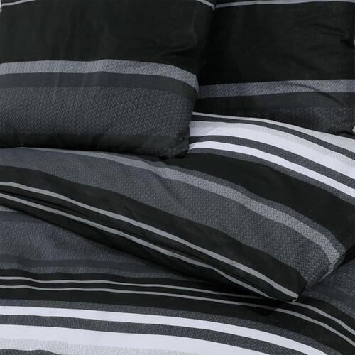 Sengetøj 240x220 cm bomuld sort og hvid