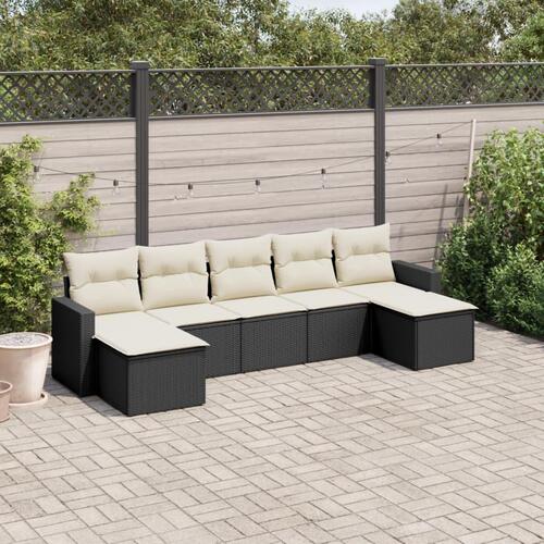 Sofasæt til haven 7 dele med hynder polyrattan sort