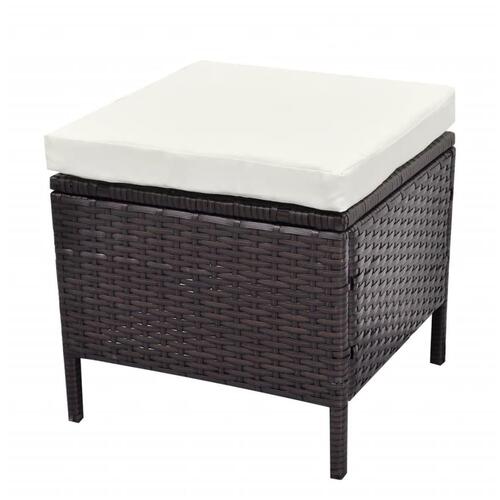 Haveloungesæt 4 dele med hynder polyrattan brun