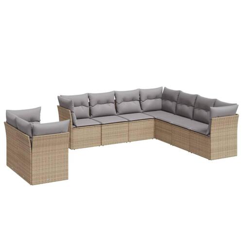Sofasæt til haven 9 dele med hynder polyrattan beige