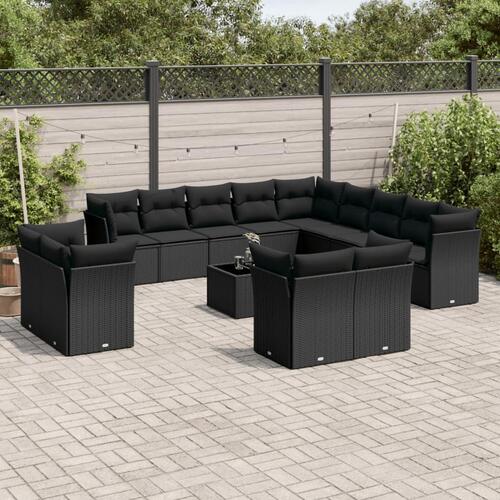 Sofasæt til haven 14 dele med hynder polyrattan sort