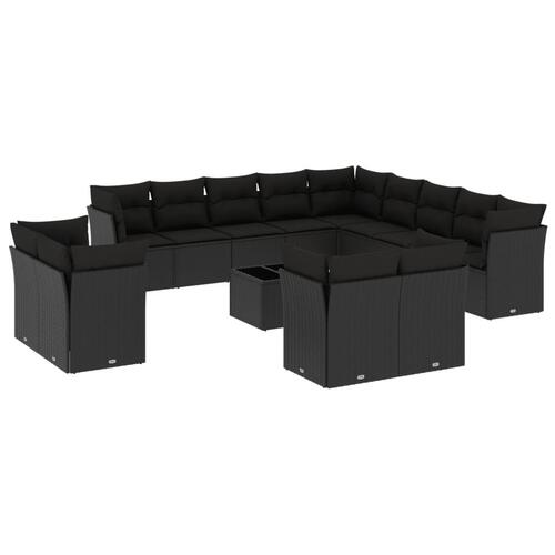 Sofasæt til haven 14 dele med hynder polyrattan sort