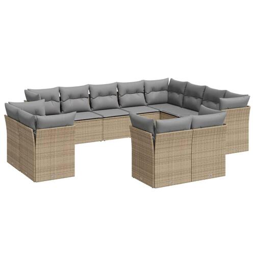 Sofasæt til haven 12 dele med hynder polyrattan beige