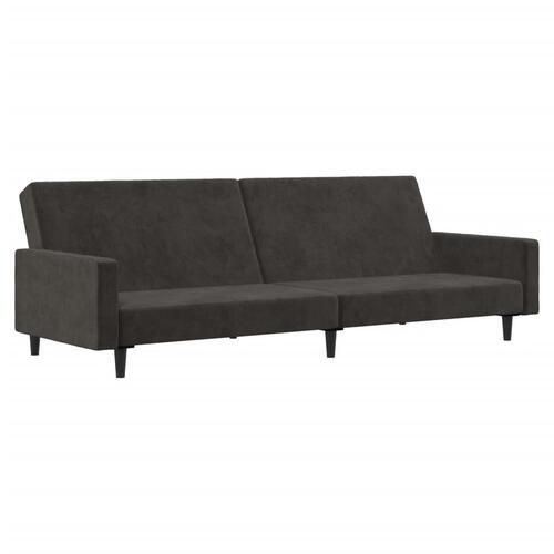 2-personers sovesofa fløjl mørkegrå