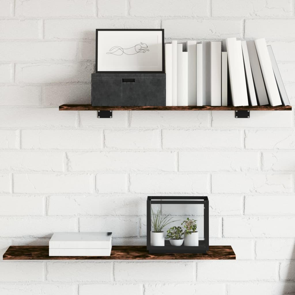 Væghylder 4 stk. 80x20x1,5 cm konstrueret træ røget egetræ