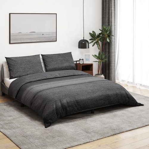 Sengetøjssæt 225×220 cm i 100 % bomuld - mørkegrå