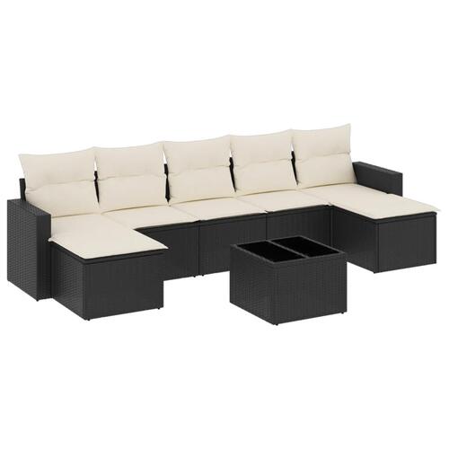 Sofasæt til haven 8 dele med hynder polyrattan sort