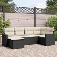 Sofasæt til haven 6 dele med hynder polyrattan sort