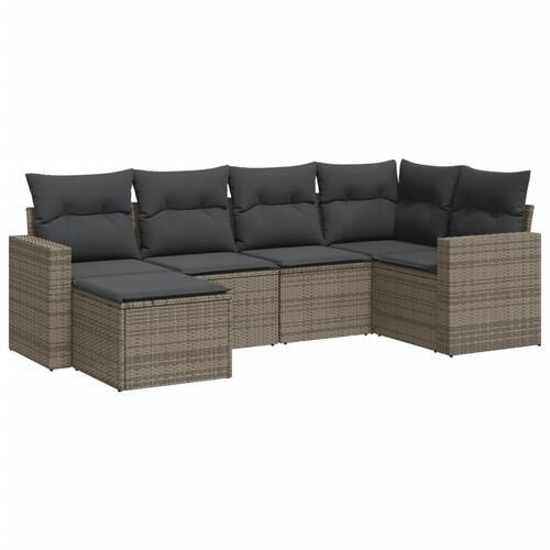 Sofasæt til haven 6 dele med hynder polyrattan grå