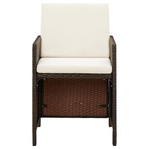 Havestole med hynder 4 stk. polyrattan brun