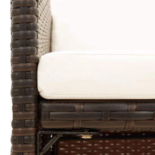 Havestole med hynder 4 stk. polyrattan brun