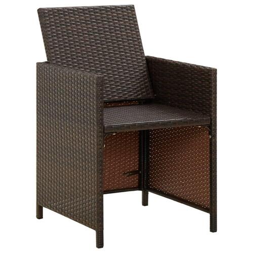 Havestole med hynder 4 stk. polyrattan brun