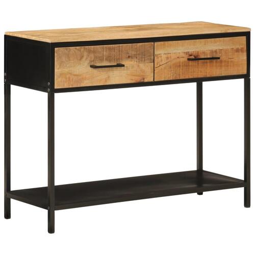 Konsolbord 100x35x76 cm massivt mangotræ og jern