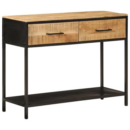 Konsolbord 100x35x76 cm massivt mangotræ og jern
