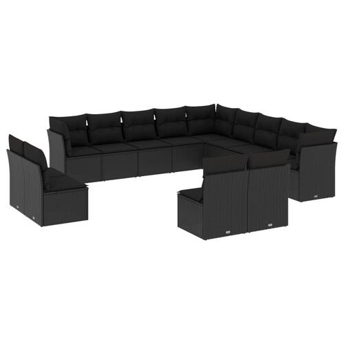 Sofasæt til haven 13 dele med hynder polyrattan sort