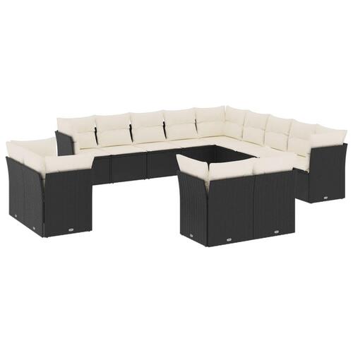 Sofasæt til haven 13 dele med hynder polyrattan sort