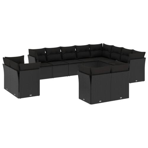 Sofasæt til haven 12 dele med hynder polyrattan sort