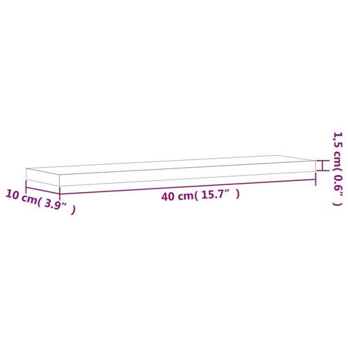 Væghylder 4 stk. 40x10x1,5 cm konstrueret træ grå sonoma-eg