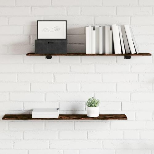 Væghylder 4 stk. 100x20x1,5 cm konstrueret træ røget egetræ